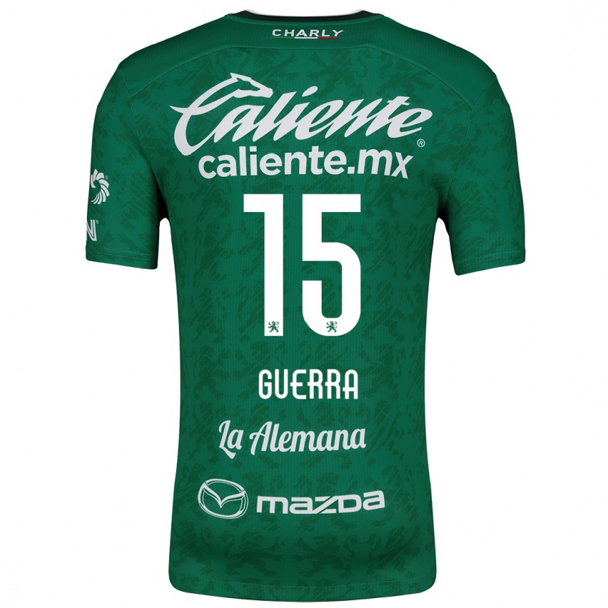 Kids Football Edgar Guerra #15 Green White Home Jersey 2024/25 T-Shirt