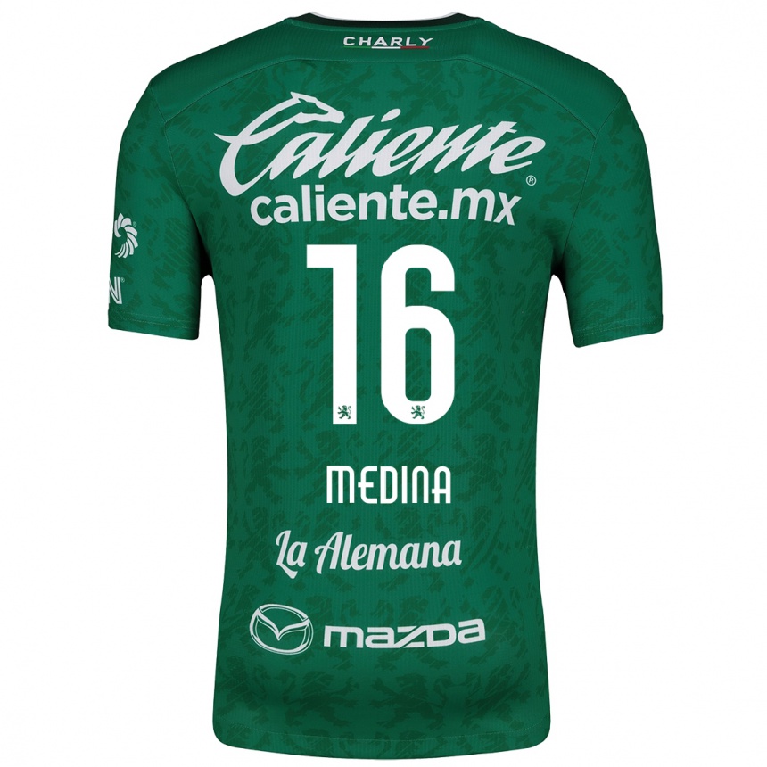 Kids Football Alan Medina #16 Green White Home Jersey 2024/25 T-Shirt