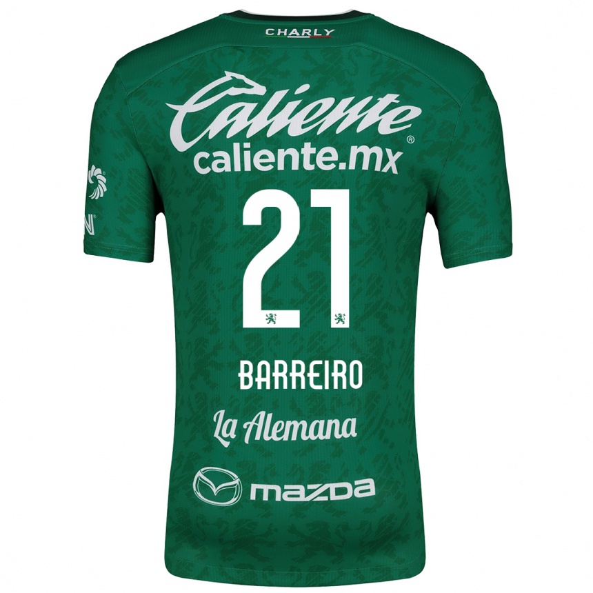 Kids Football Stiven Barreiro #21 Green White Home Jersey 2024/25 T-Shirt