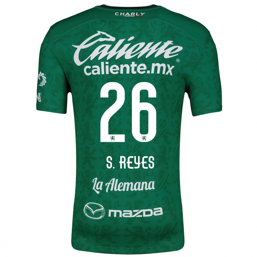 Kids Football Salvador Reyes #26 Green White Home Jersey 2024/25 T-Shirt