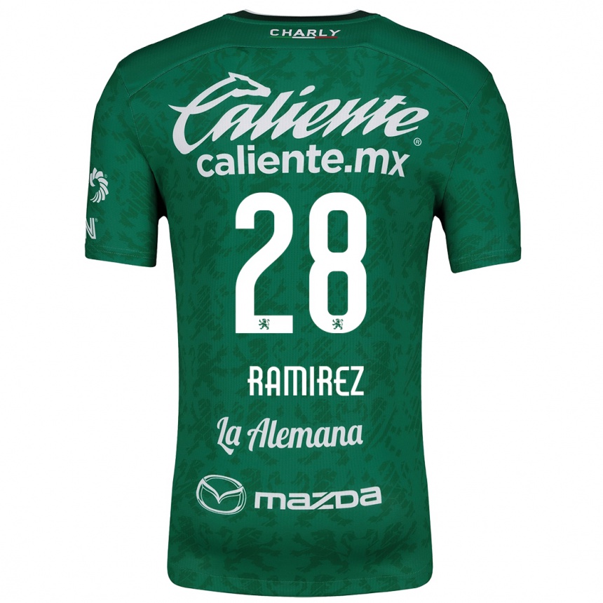 Kids Football David Ramírez #28 Green White Home Jersey 2024/25 T-Shirt