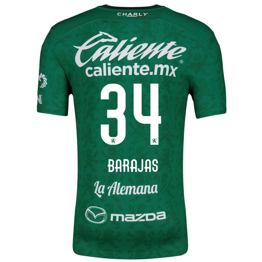 Kids Football Víctor Barajas #34 Green White Home Jersey 2024/25 T-Shirt