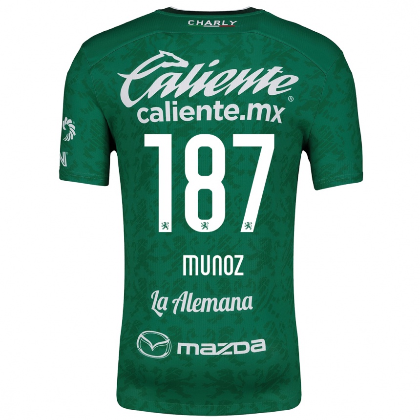 Kids Football Diego Muñoz #187 Green White Home Jersey 2024/25 T-Shirt