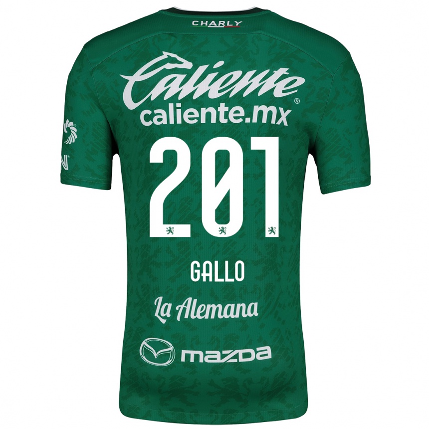 Kids Football Andrés Gallo #201 Green White Home Jersey 2024/25 T-Shirt