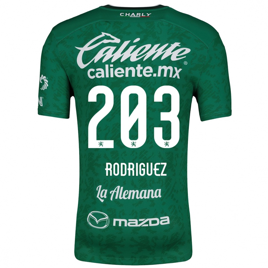 Kids Football César Rodríguez #203 Green White Home Jersey 2024/25 T-Shirt