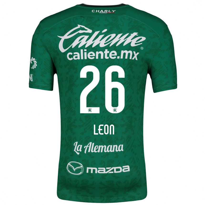 Kids Football Armando León #26 Green White Home Jersey 2024/25 T-Shirt