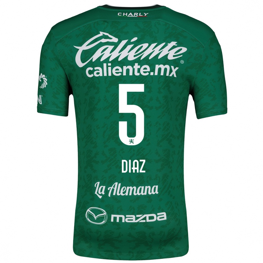 Kids Football Brenda Díaz #5 Green White Home Jersey 2024/25 T-Shirt