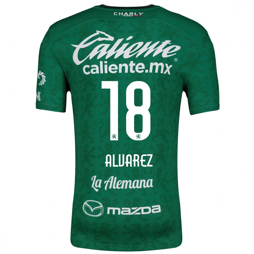 Kids Football Yazmin Álvarez #18 Green White Home Jersey 2024/25 T-Shirt