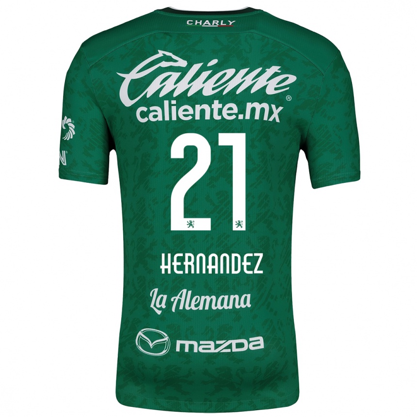 Kids Football Alexa Hernández #21 Green White Home Jersey 2024/25 T-Shirt