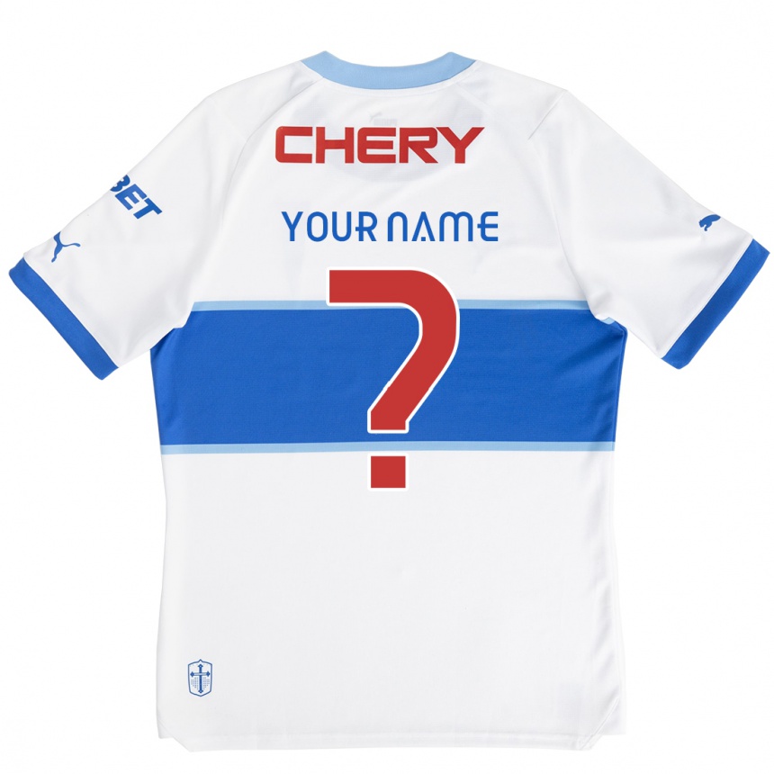 Kids Football Your Name #0 White Blue Home Jersey 2024/25 T-Shirt