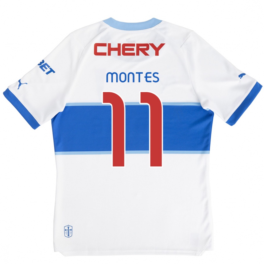 Kids Football Clemente Montes #11 White Blue Home Jersey 2024/25 T-Shirt