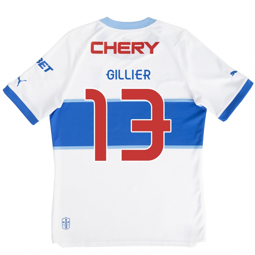 Kids Football Thomas Gillier #13 White Blue Home Jersey 2024/25 T-Shirt