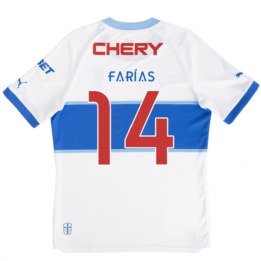 Kids Football Agustín Farías #14 White Blue Home Jersey 2024/25 T-Shirt