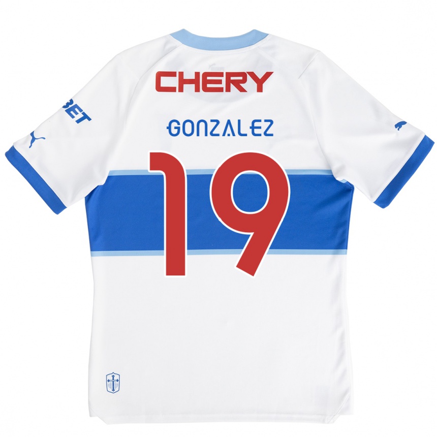 Kids Football Bryan González #19 White Blue Home Jersey 2024/25 T-Shirt