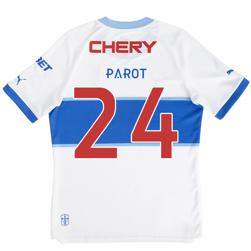 Kids Football Alfonso Parot #24 White Blue Home Jersey 2024/25 T-Shirt