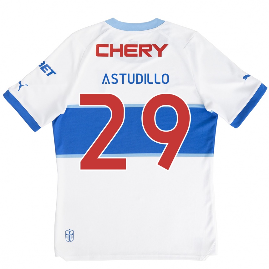 Kids Football Aaron Astudillo #29 White Blue Home Jersey 2024/25 T-Shirt