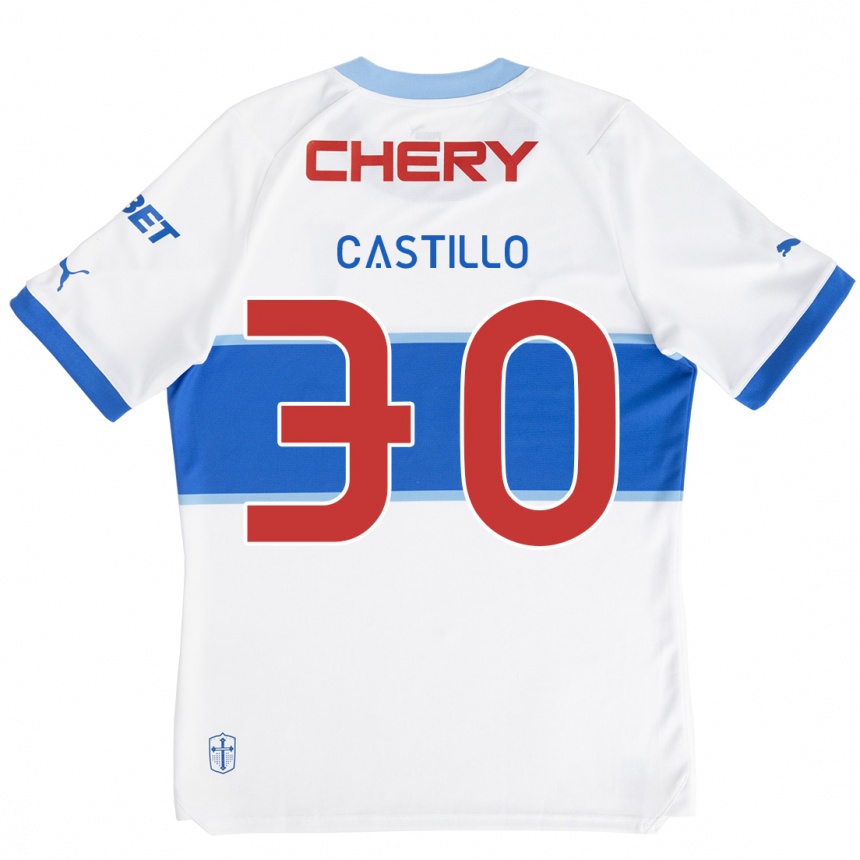 Kids Football Nicolás Castillo #30 White Blue Home Jersey 2024/25 T-Shirt