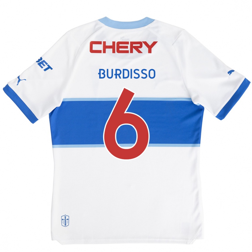 Kids Football Guillermo Burdisso #6 White Blue Home Jersey 2024/25 T-Shirt