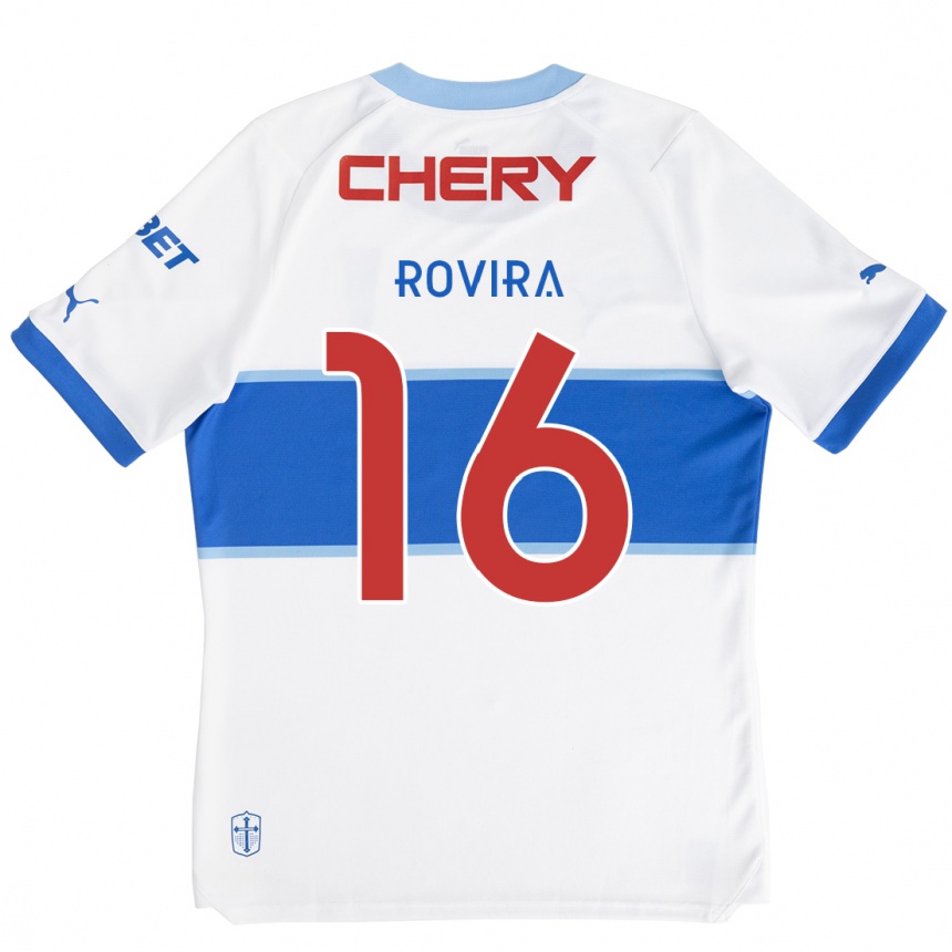 Kids Football Brayan Rovira #16 White Blue Home Jersey 2024/25 T-Shirt