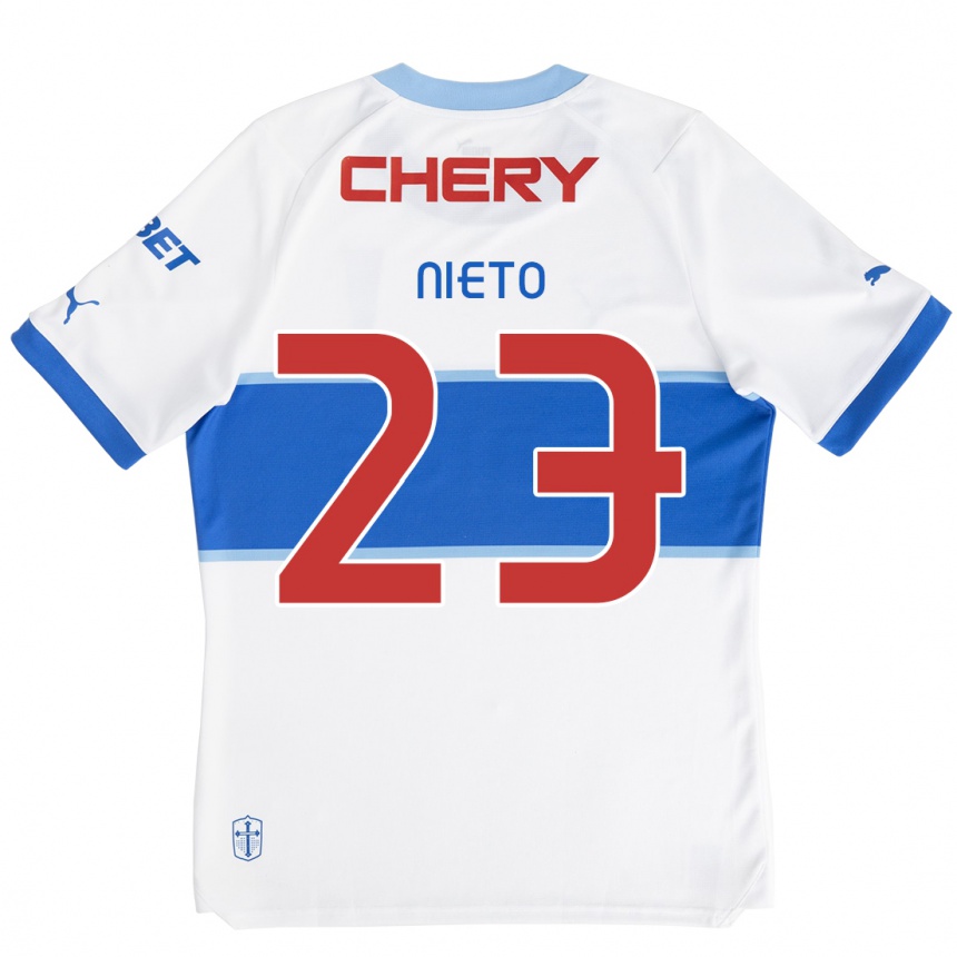 Kids Football Byron Nieto #23 White Blue Home Jersey 2024/25 T-Shirt