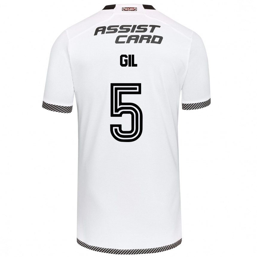 Kids Football Leonardo Gil #5 White Black Home Jersey 2024/25 T-Shirt