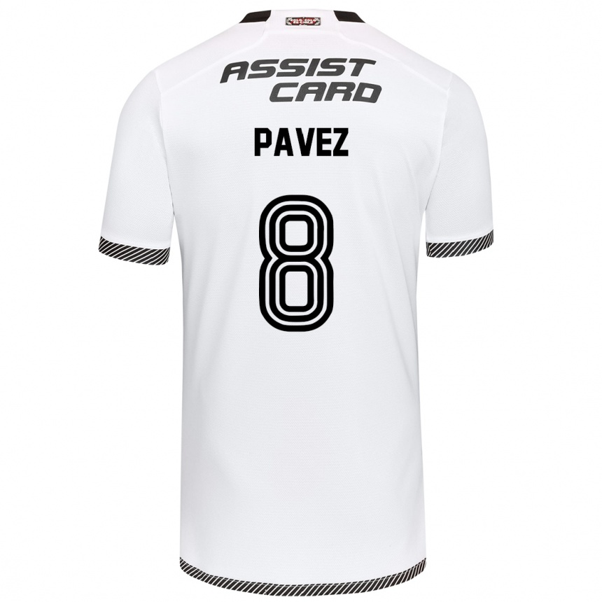 Kids Football Esteban Pavez #8 White Black Home Jersey 2024/25 T-Shirt