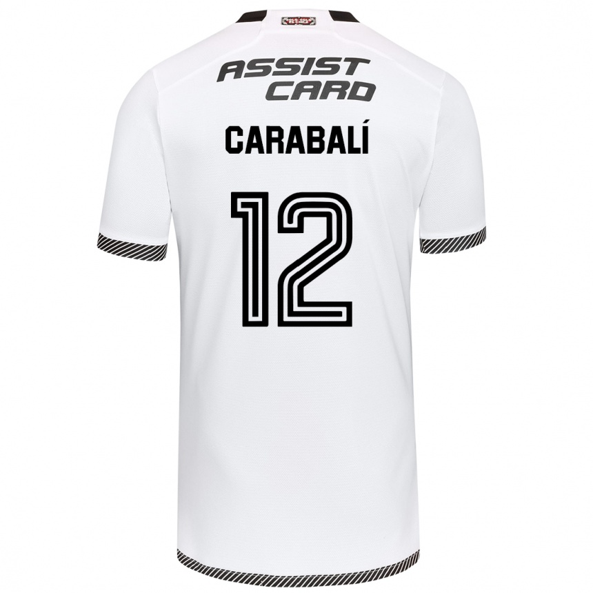 Kids Football Omar Carabalí #12 White Black Home Jersey 2024/25 T-Shirt