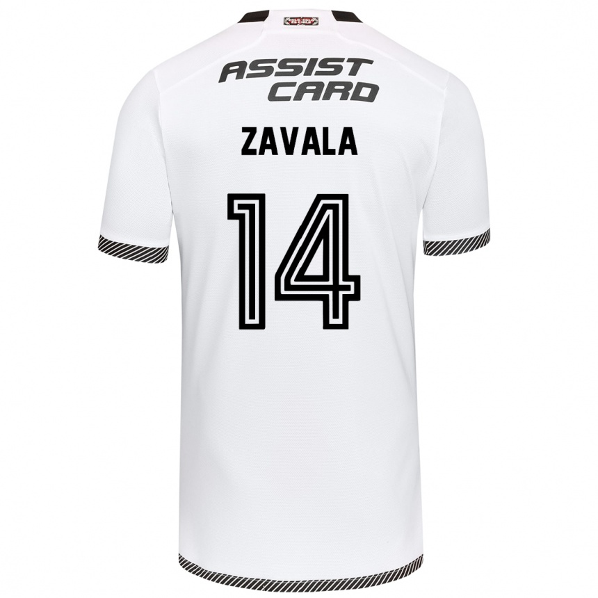 Kids Football Cristián Zavala #14 White Black Home Jersey 2024/25 T-Shirt