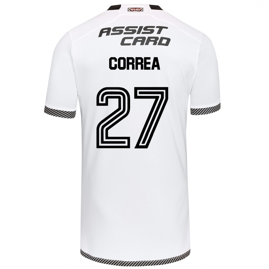 Kids Football Javier Correa #27 White Black Home Jersey 2024/25 T-Shirt