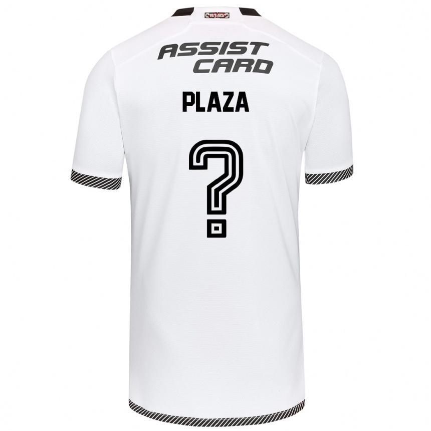 Kids Football Diego Plaza #0 White Black Home Jersey 2024/25 T-Shirt