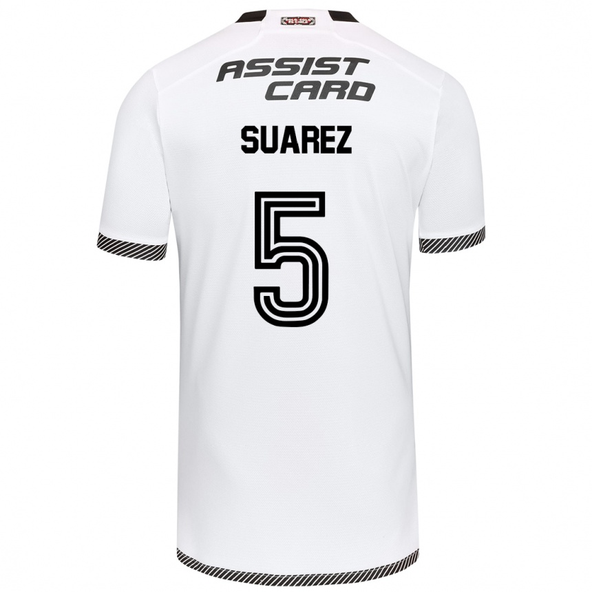 Kids Football Nicolás Suarez #5 White Black Home Jersey 2024/25 T-Shirt