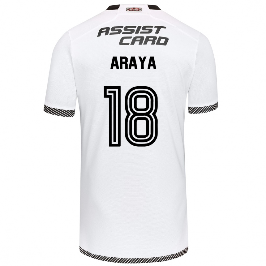 Kids Football Benjamín Araya #18 White Black Home Jersey 2024/25 T-Shirt