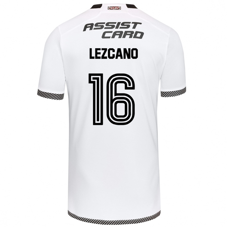 Kids Football Darío Lezcano #16 White Black Home Jersey 2024/25 T-Shirt