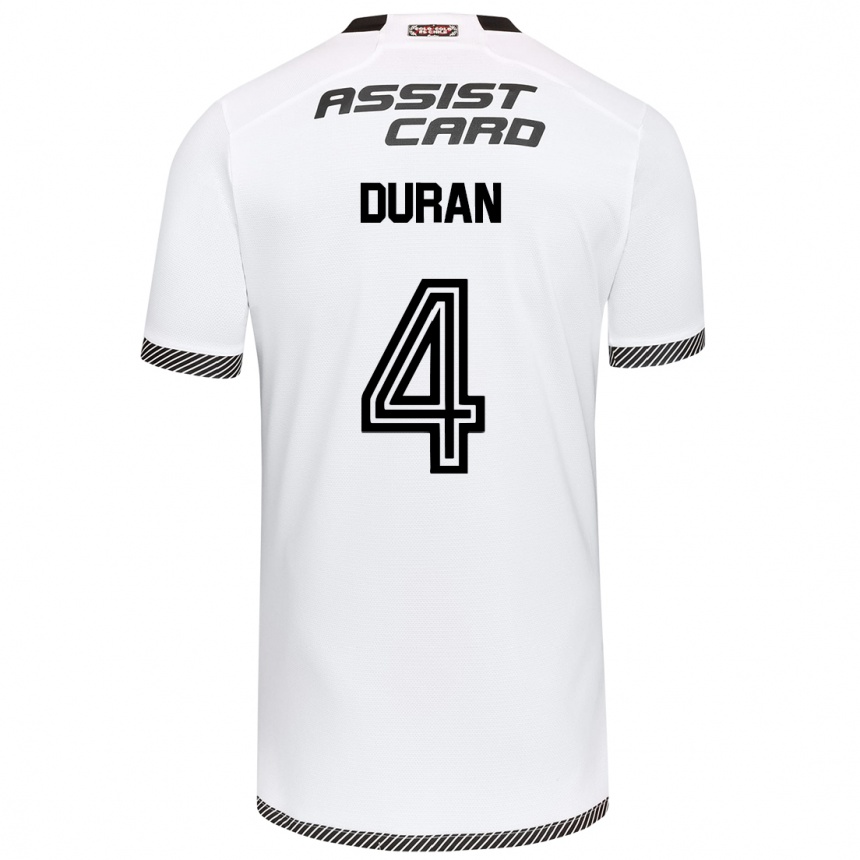 Kids Football Elisa Durán #4 White Black Home Jersey 2024/25 T-Shirt