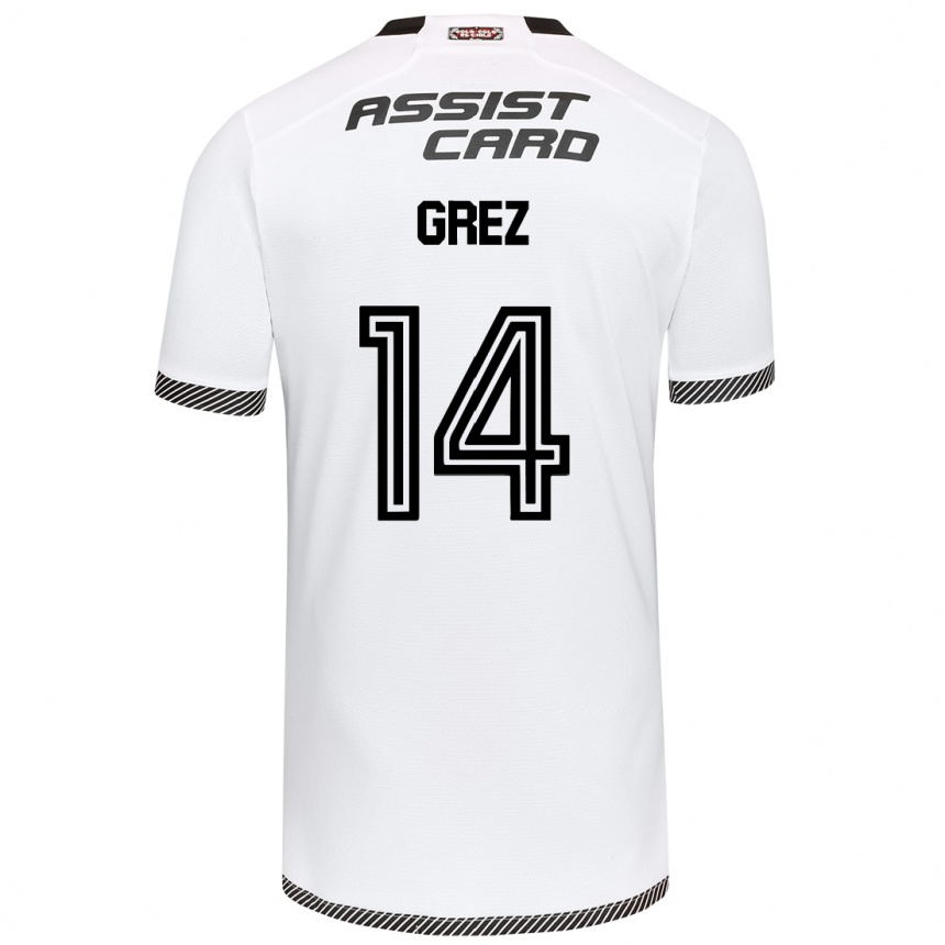 Kids Football Javiera Grez #14 White Black Home Jersey 2024/25 T-Shirt