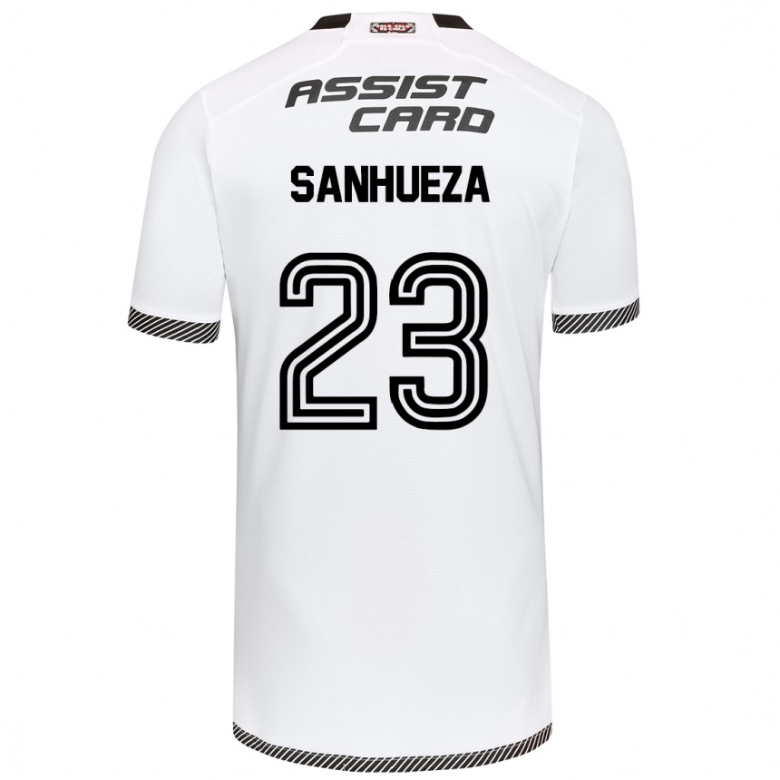 Kids Football Nicol Sanhueza #23 White Black Home Jersey 2024/25 T-Shirt