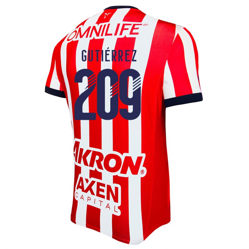 Kids Football Edgar Gutiérrez #209 Red White Blue Home Jersey 2024/25 T-Shirt