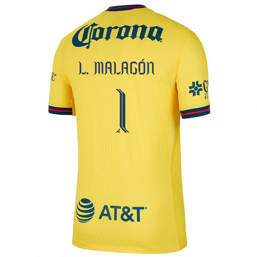 Kids Football Luis Malagón #1 Yellow Blue Home Jersey 2024/25 T-Shirt