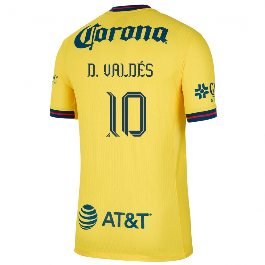 Kids Football Diego Valdés #10 Yellow Blue Home Jersey 2024/25 T-Shirt