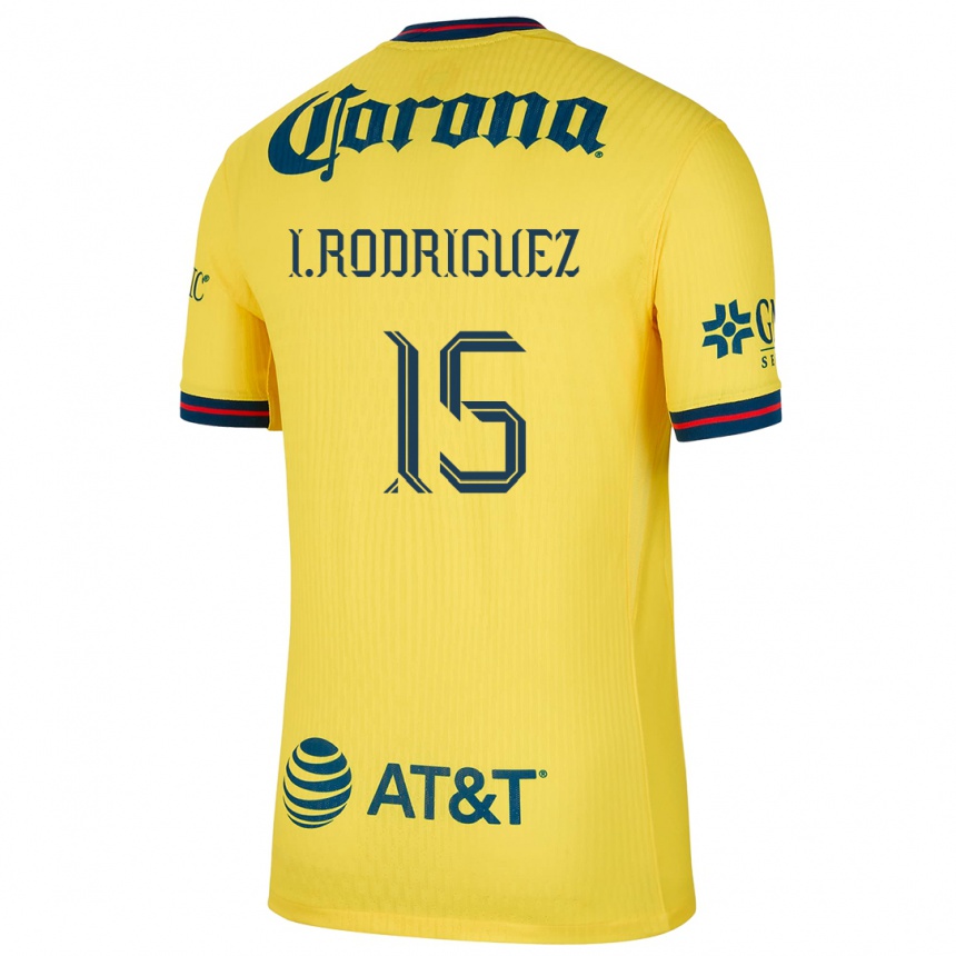 Kids Football Iván Rodríguez #15 Yellow Blue Home Jersey 2024/25 T-Shirt