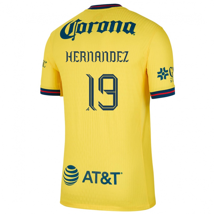 Kids Football Illian Hernández #19 Yellow Blue Home Jersey 2024/25 T-Shirt