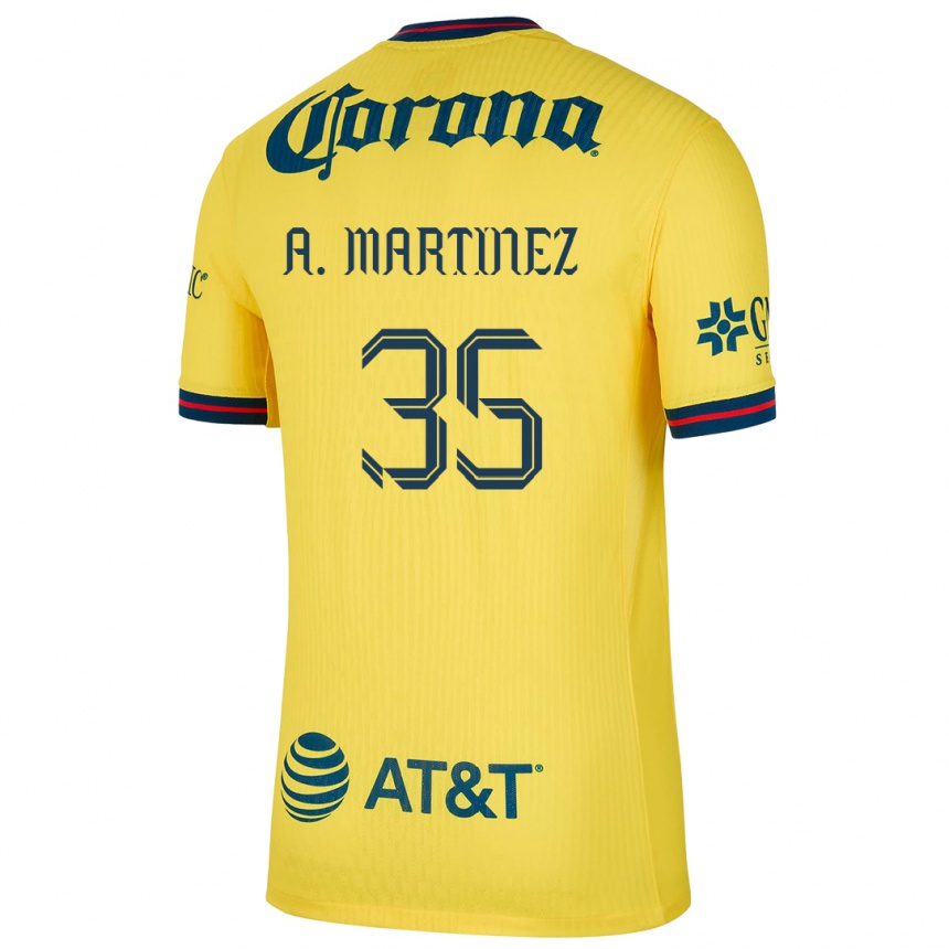 Kids Football Arturo Martínez #35 Yellow Blue Home Jersey 2024/25 T-Shirt