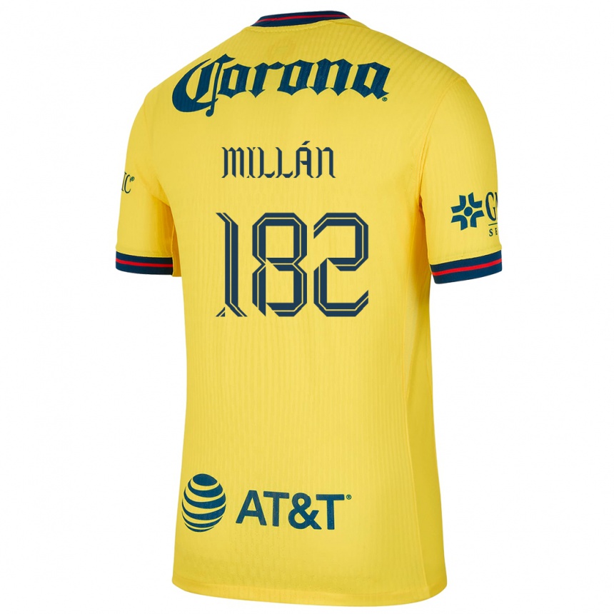 Kids Football Daniel Millán #182 Yellow Blue Home Jersey 2024/25 T-Shirt