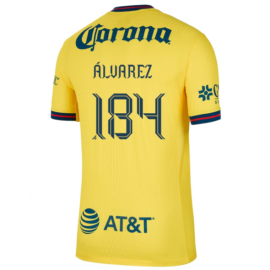 Kids Football Antonio Álvarez #184 Yellow Blue Home Jersey 2024/25 T-Shirt