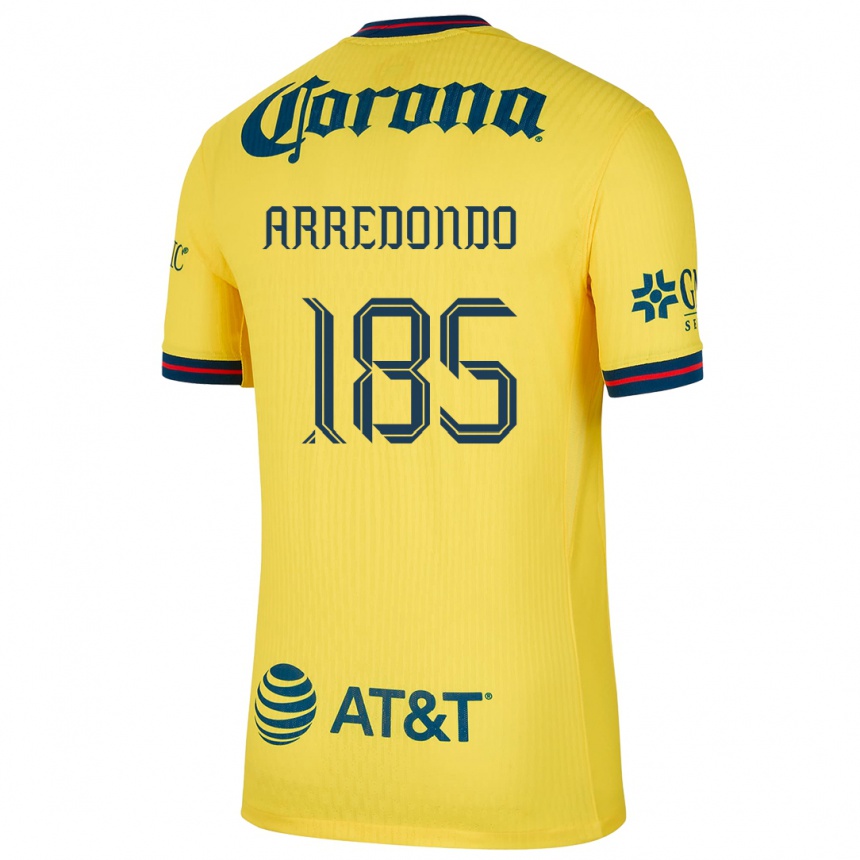 Kids Football Aarón Arredondo #185 Yellow Blue Home Jersey 2024/25 T-Shirt