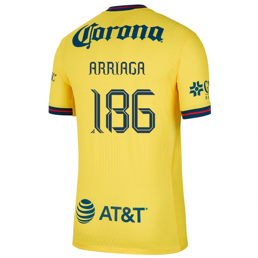 Kids Football Diego Arriaga #186 Yellow Blue Home Jersey 2024/25 T-Shirt