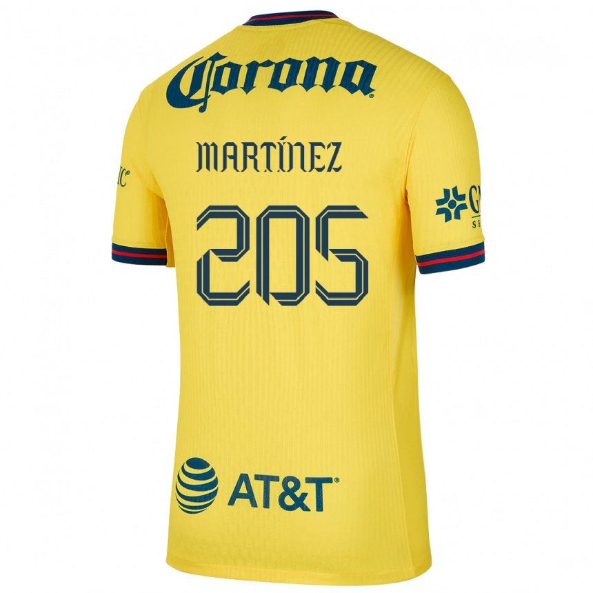 Kids Football Sebastián Martínez #205 Yellow Blue Home Jersey 2024/25 T-Shirt