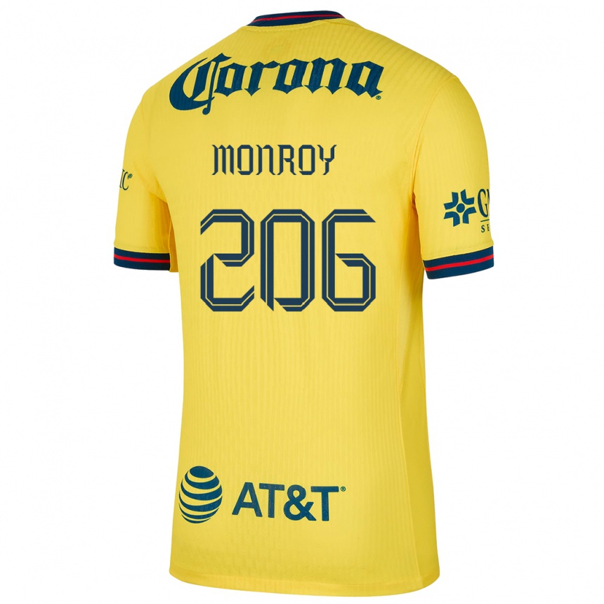 Kids Football Diego Monroy #206 Yellow Blue Home Jersey 2024/25 T-Shirt