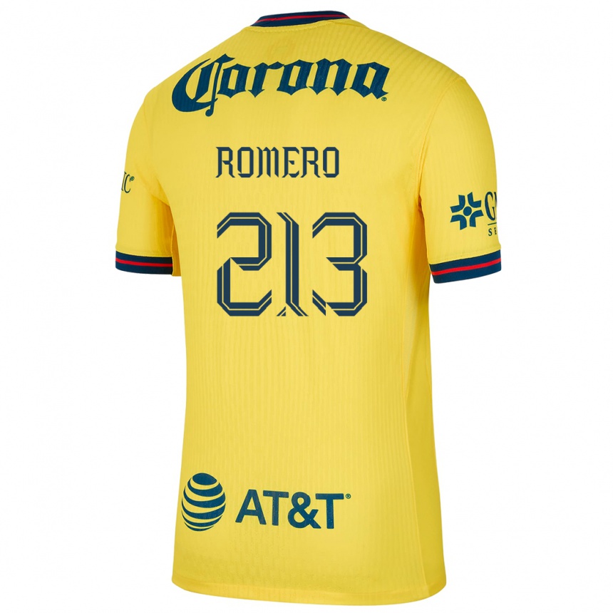 Kids Football Axel Romero #213 Yellow Blue Home Jersey 2024/25 T-Shirt