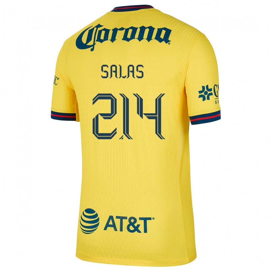 Kids Football Patricio Salas #214 Yellow Blue Home Jersey 2024/25 T-Shirt